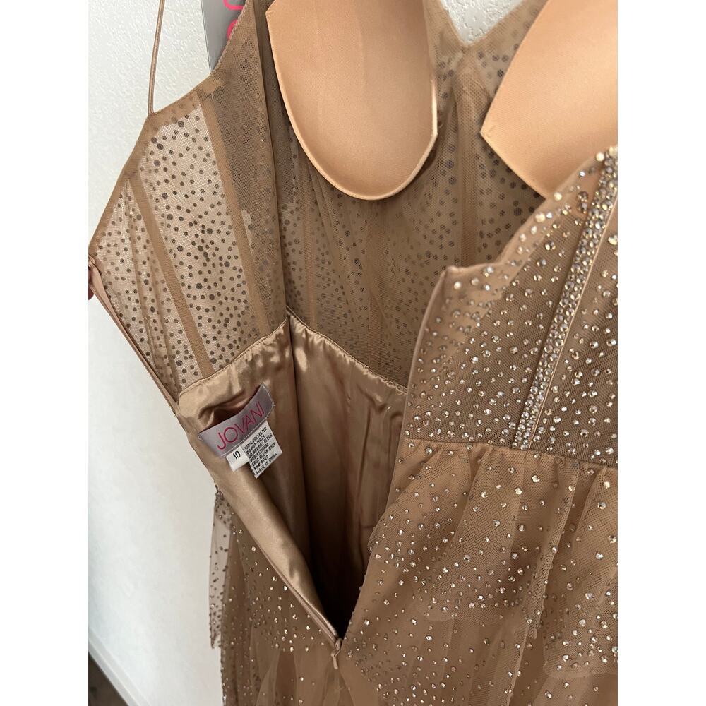 Jovani Rhinestone Corset Mesh Tulle Ruffle Layered Gown NWT - Picture 7 of 8